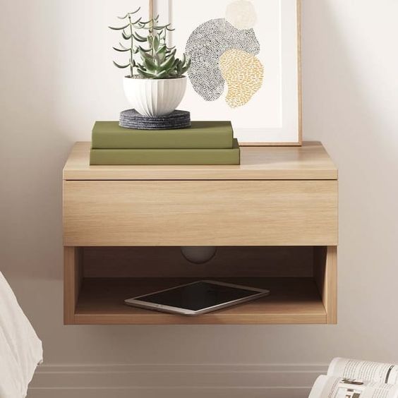 Mesa de luz flotante Nodo – Roble cálido