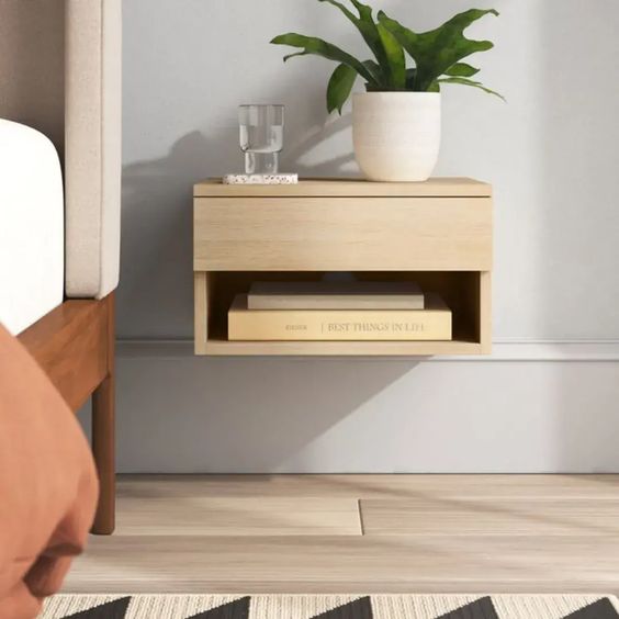 Mesa de luz flotante Nodo – Roble cálido